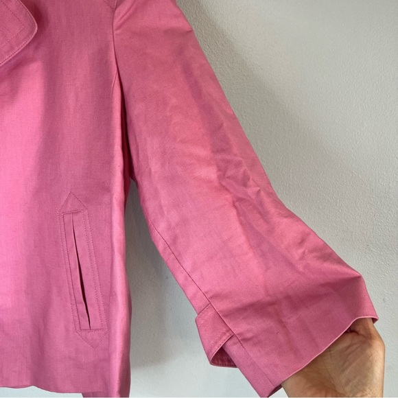 Talbots Linen Blend Blazer Barbie Pink Trapeze Style Women’s Size 14 3/4 Sleeve - Picture 7 of 14